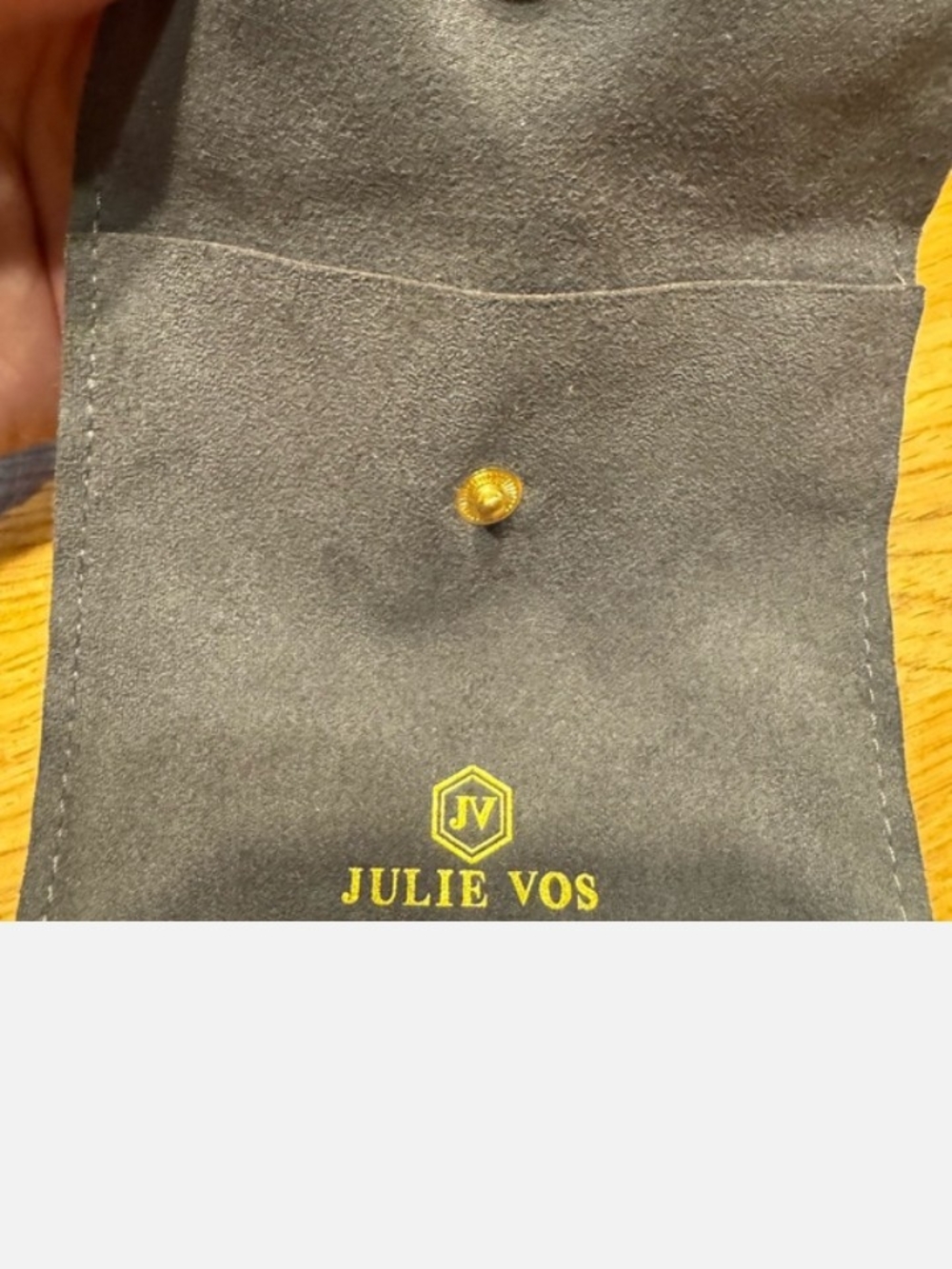 Julie Vos Suede Jewelry Pouch in Charcoal with Gold Logo